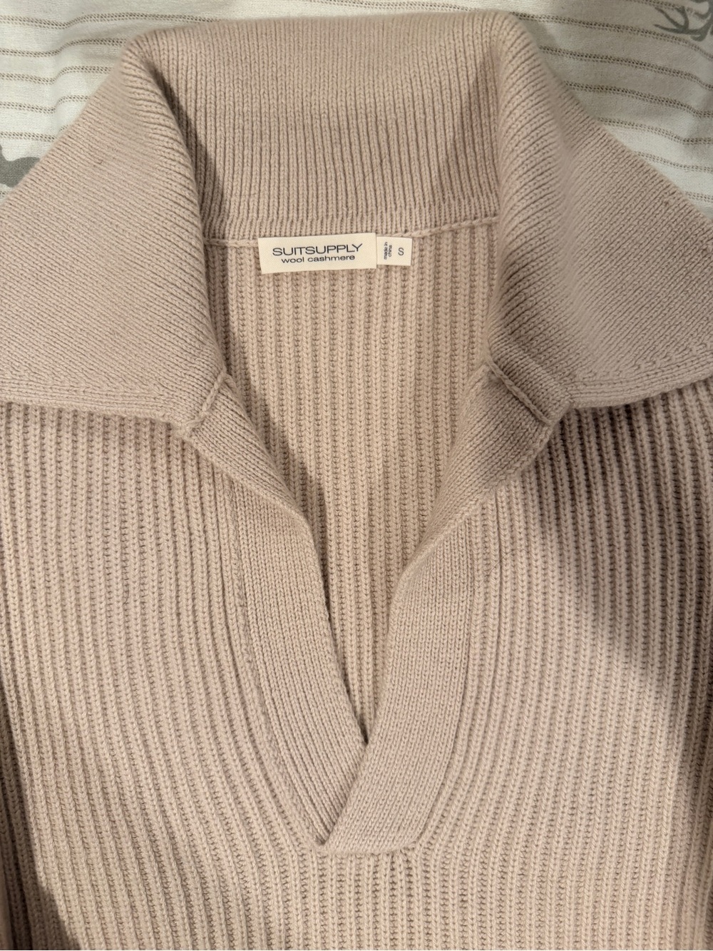 Suitsupply Women's Ribbed Wool-Cashmere Pullover in Light Taupe